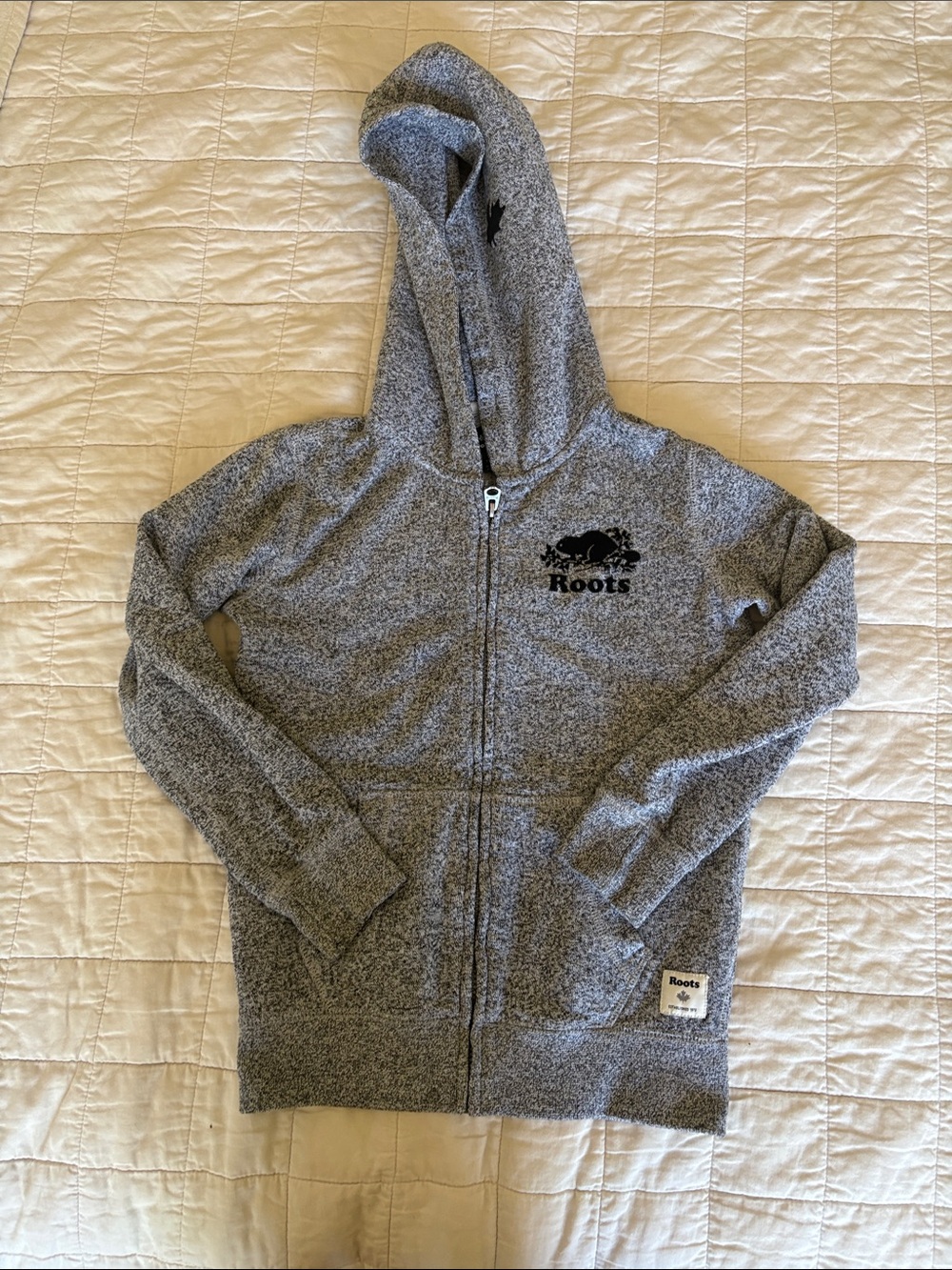 Roots Kids Gray Speckled Full-Zip Hoodie